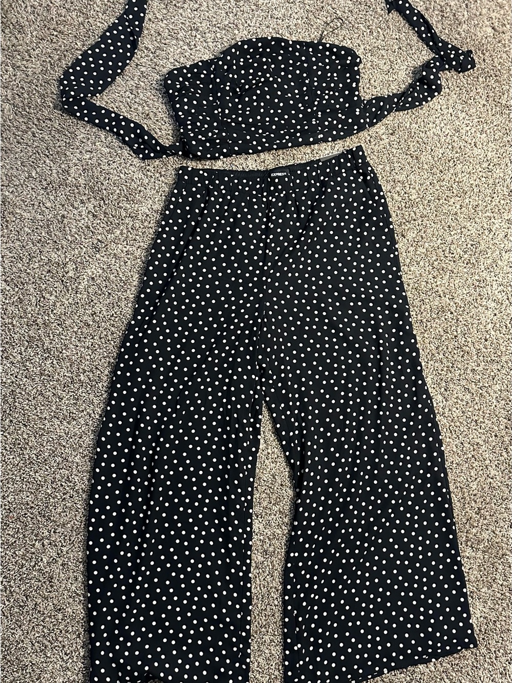 Express Black and White Polka Dot Wide-Leg Pants - Picture 1 of 5